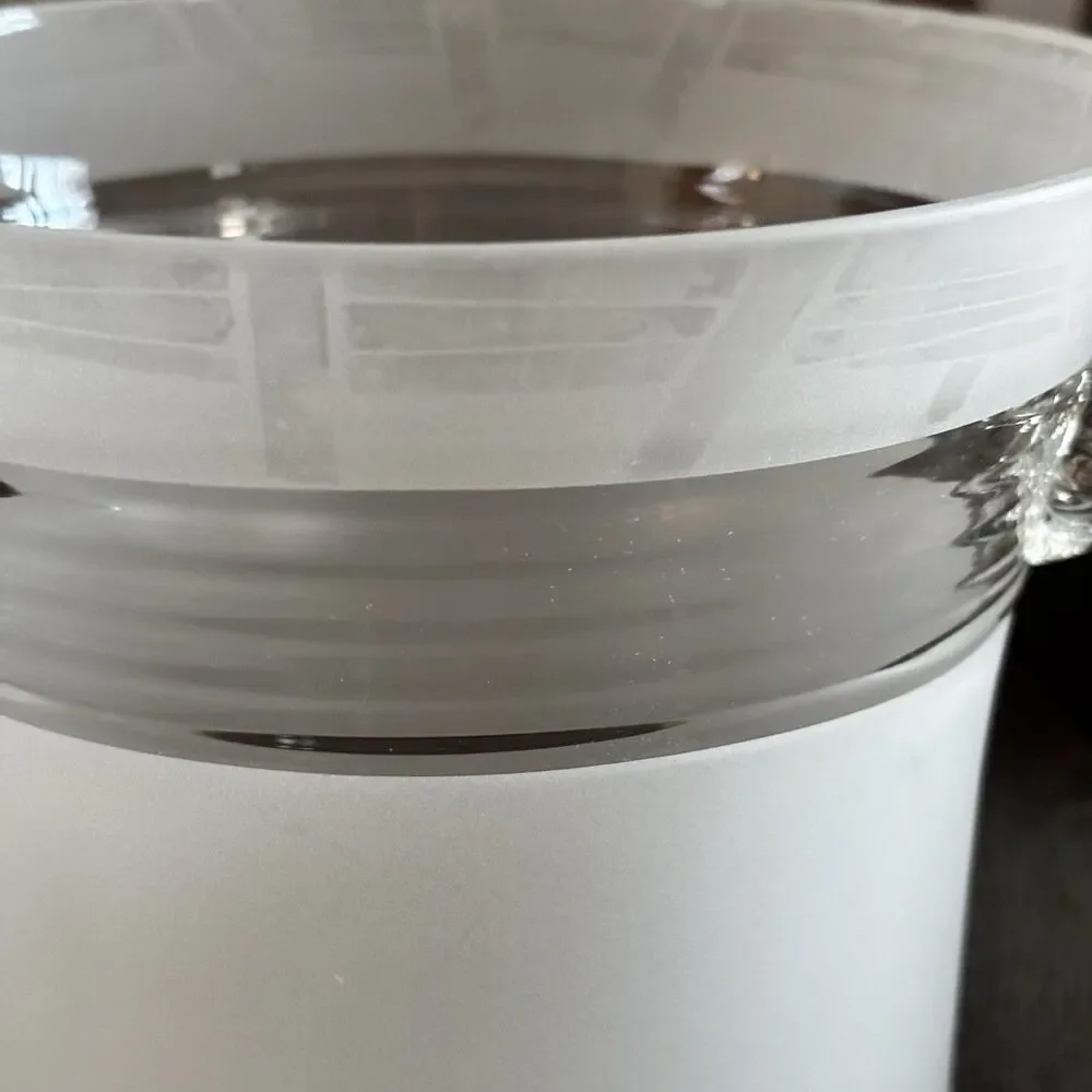 Vintage FTD Commemorative Millennium Ice Bucket Frosted Glass Scroll Handles 2qt